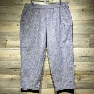 Sonoma Linen Blend Pants Women’s XL Pull On Tapered Crop Blue Coastal Casual